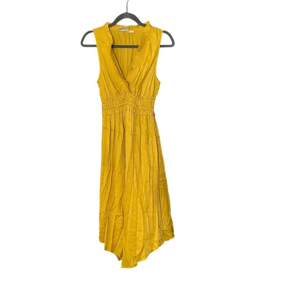 Maeve Dresses & Skirts - Maeve La Habana V-Neck Round Hem Ruffle Dress Size XS Yellow